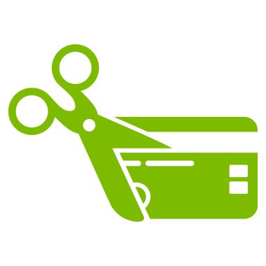 Kesim kredi kartı düz vektör simgesi