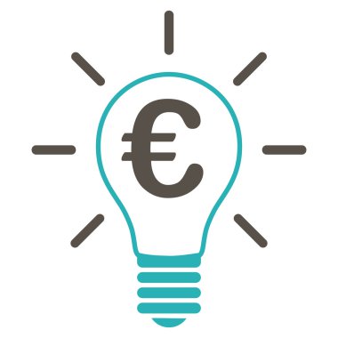 Euro fikir ampul düz vektör simgesi