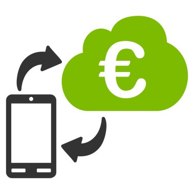 Euro Cloud Bankacılık Düz Vektör Simgesi