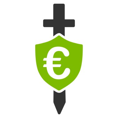 Euro kalkan düz vektör simgesi