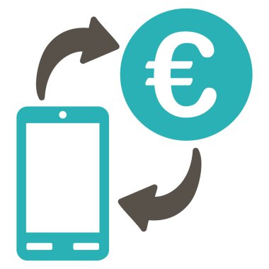 Euro mobil Exchange düz vektör simgesi