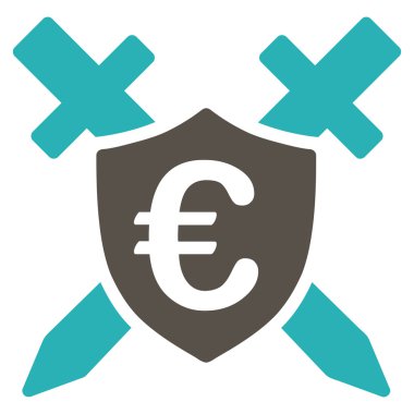 Euro Guard kalkan düz vektör simgesi