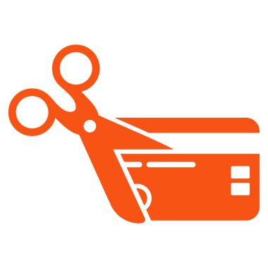 Kesim kredi kartı düz vektör simgesi