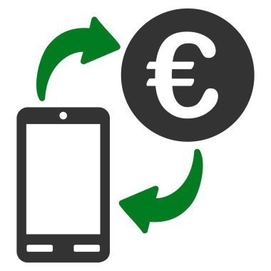 Euro mobil Exchange düz vektör simgesi