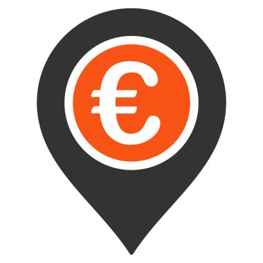 Euro işaretçi düz vektör simgesi