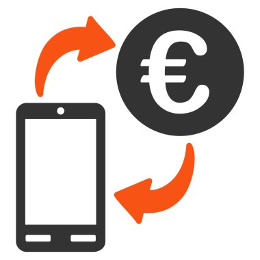 Euro mobil Exchange düz vektör simgesi