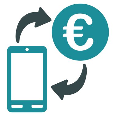 Euro mobil Exchange düz vektör simgesi