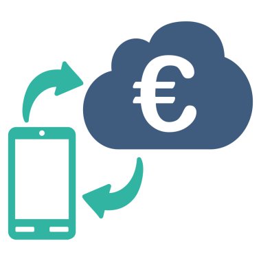 Euro Cloud Bankacılık Düz Vektör Simgesi