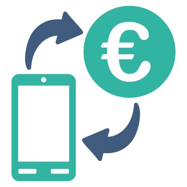 Euro mobil Exchange düz vektör simgesi