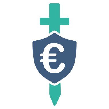 Euro kalkan düz vektör simgesi