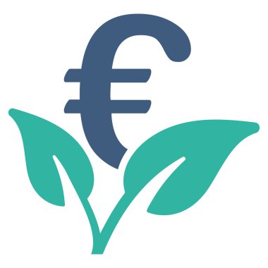 Euro başlangıç Filiz düz vektör simgesi