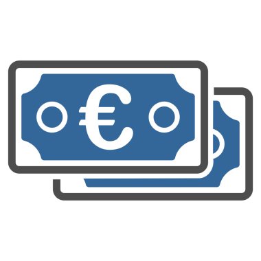 Euro banknot düz vektör simgesi