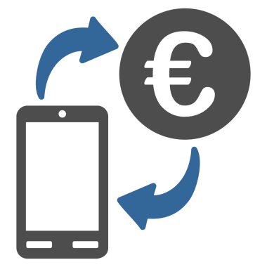 Euro mobil Exchange düz vektör simgesi