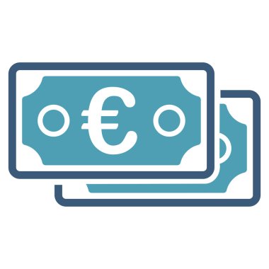 Euro banknot düz vektör simgesi