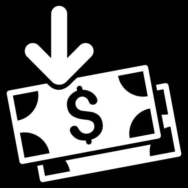 Obtener billetes de banco plano Vector icono — Vector de stock