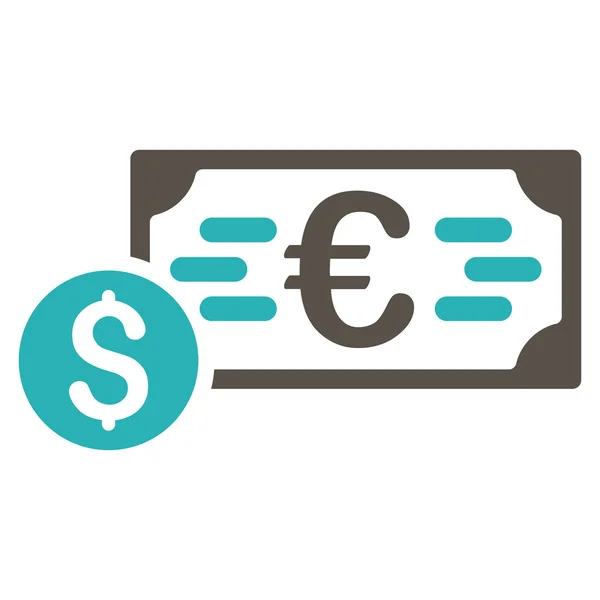 Dolar a Euro Cash ploché vektorové ikony — Stockový vektor