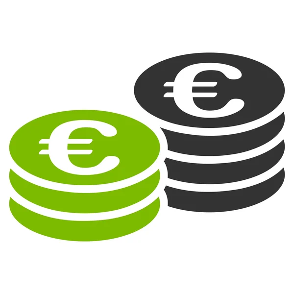 Euro moneta stosy płaskie wektor ikona — Wektor stockowy