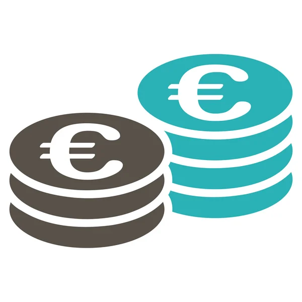 Euro Coin Stacks Flat Vector Icon — Stock Vector