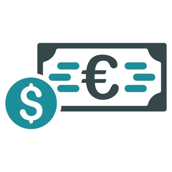 Dollár és az Euro-készpénz lapos Vector Icon — Stock Vector