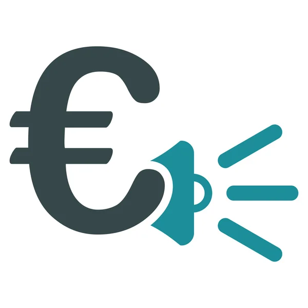 Euro Anúncios Megafone Flat Vector Icon — Vetor de Stock