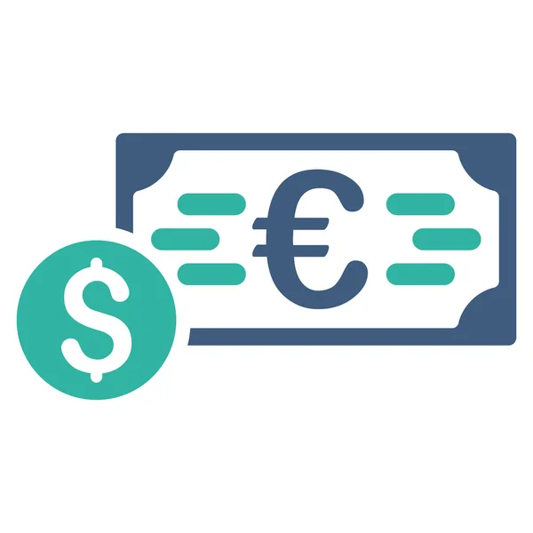 Dollár és az Euro-készpénz lapos Vector Icon — Stock Vector