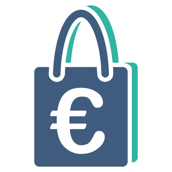 Ευρώ εικονίδιο επίπεδη διάνυσμα τσάντα για ψώνια — Διανυσματικό Αρχείο
