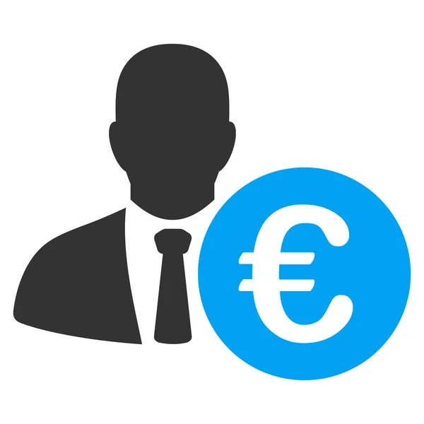 Euro Banker Icona glifo piatto — Foto Stock