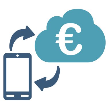 Euro Cloud Bankacılık Düz Vektör Simgesi