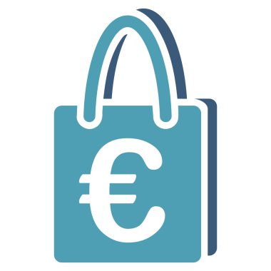 Euro alışveriş çantası düz vektör simgesi