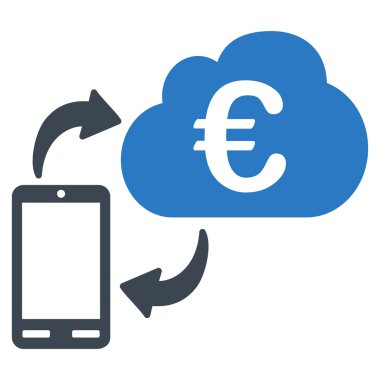 Euro Cloud Bankacılık Düz Vektör Simgesi