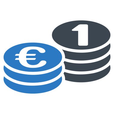 Euro Coins düz vektör simgesi
