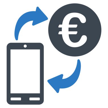 Euro mobil Exchange düz vektör simgesi