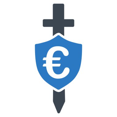 Euro kalkan düz vektör simgesi