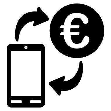 Euro mobil Exchange düz vektör simgesi