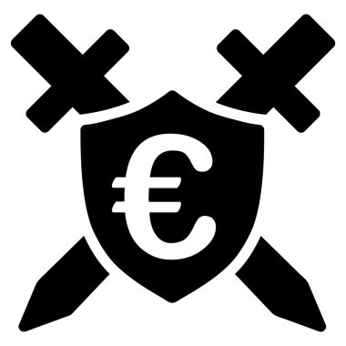 Euro Guard kalkan düz vektör simgesi