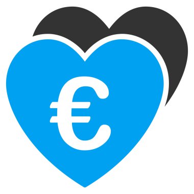 Euro sık kalpler düz vektör simgesi