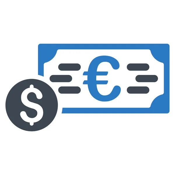 Dollar et Euro Cash Flat Vector Icône — Image vectorielle