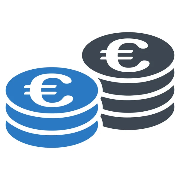 Euro moneta stosy płaskie wektor ikona — Wektor stockowy
