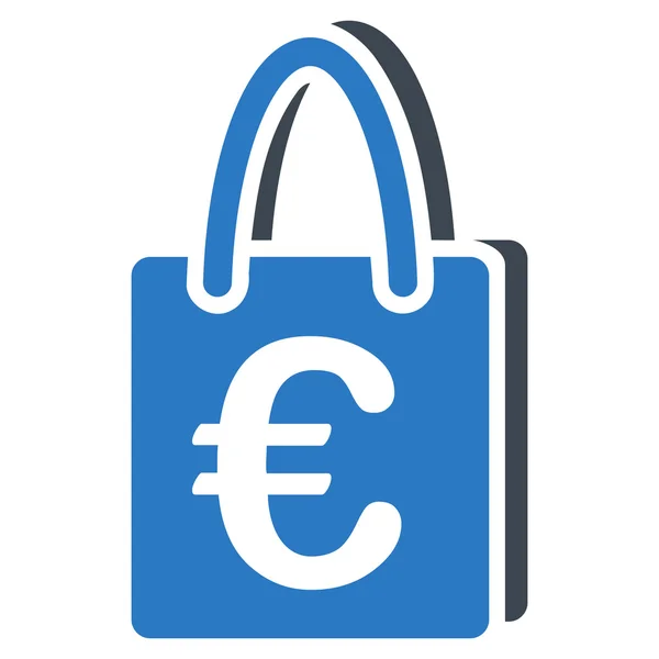 Euro Bolsa de compras plana Vector Icono — Vector de stock