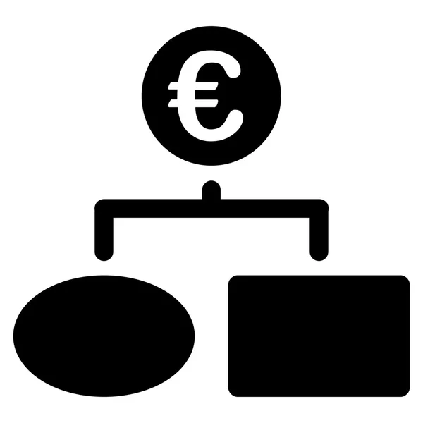 Euro Flow Chart płaska ikona wektora — Wektor stockowy