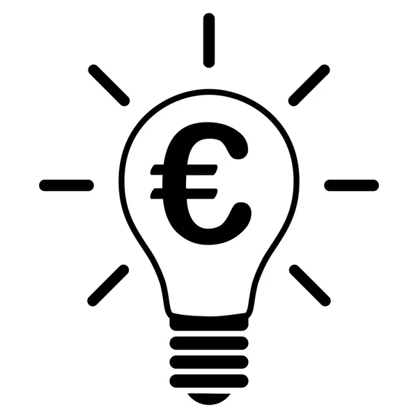 Εικονίδιο επίπεδη διάνυσμα λάμπας ιδέα ευρώ — Διανυσματικό Αρχείο