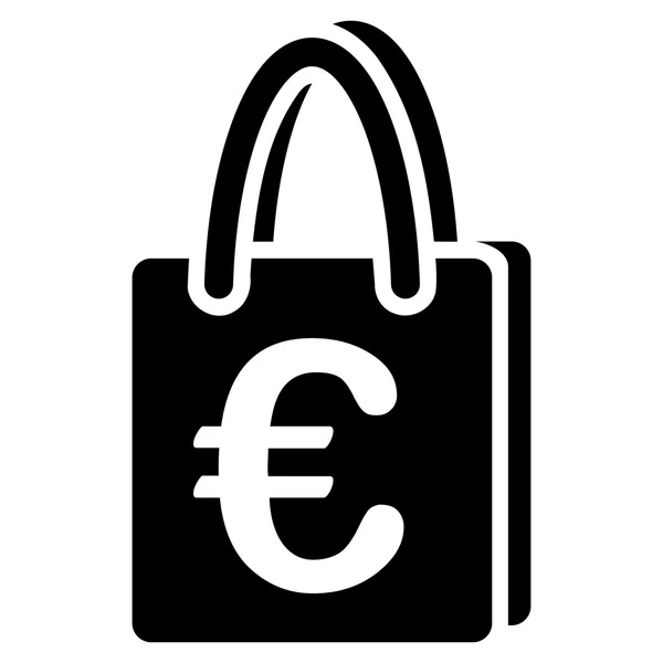 Euro alışveriş çantası düz vektör simgesi — Stok Vektör