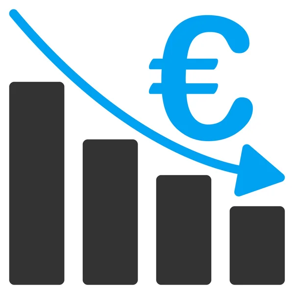 Euro Recession Bar Chart Flat Vector Icon — Stock Vector