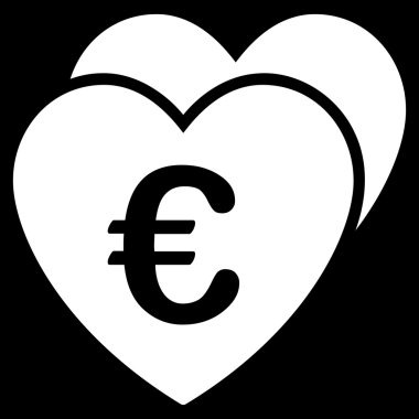 Euro sık kalpler düz vektör simgesi