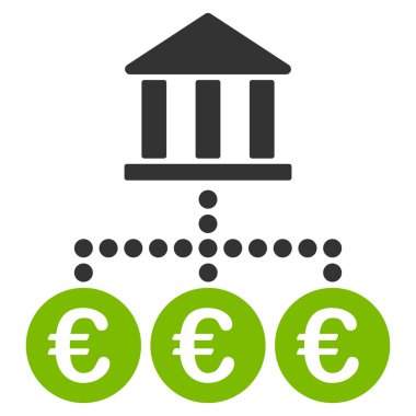 Euro banka hareketleri düz vektör simgesi