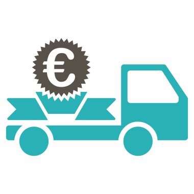 Euro hediye teslimat düz vektör simgesi