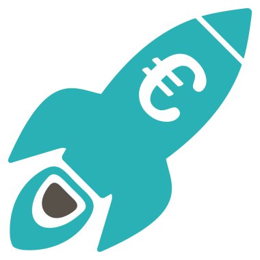 Euro roket başlangıç düz vektör simgesi