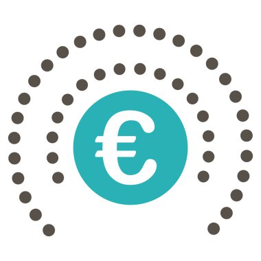 Euro kalkan küre düz vektör simgesi