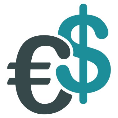 Euro ve dolar para birimi düz vektör simgesi
