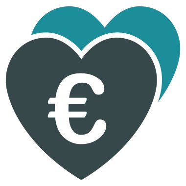 Euro sık kalpler düz vektör simgesi